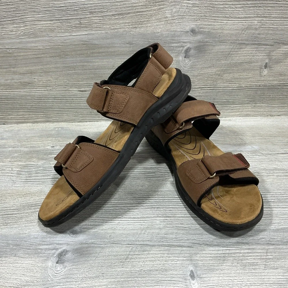 Clarks Collection 261594717110 Tan Leather Hapsford Creek Sandals Men's US 12 M